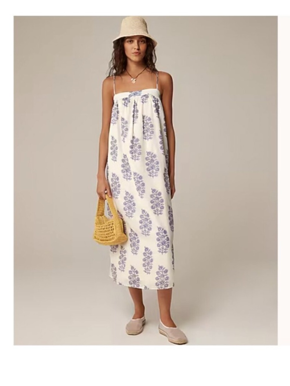 JCrew Floaty Midi Dress in Blockprint size L